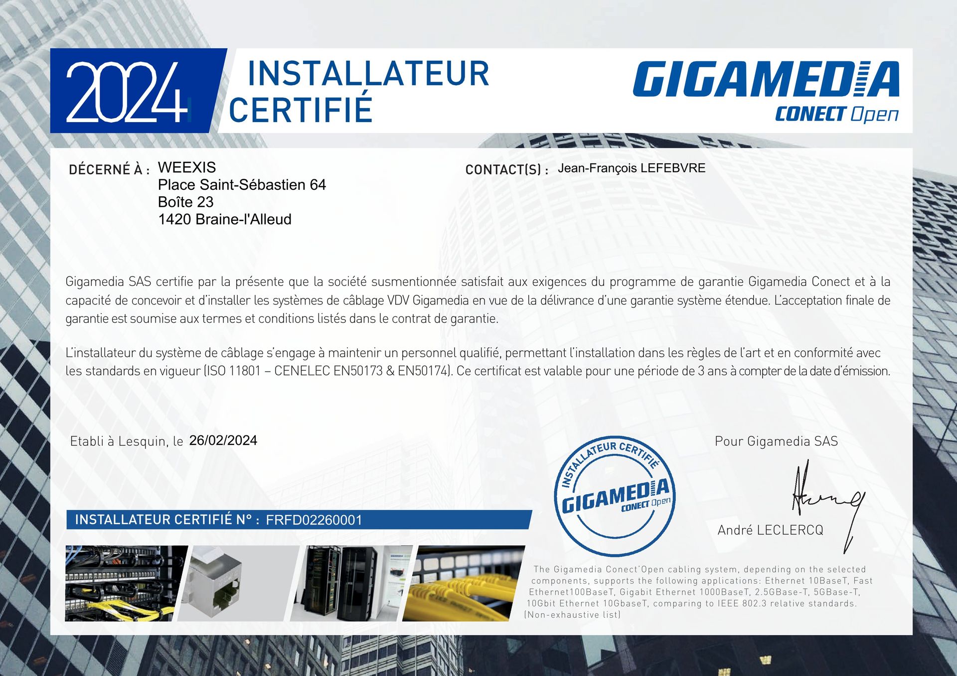 Installateur certifié GIGAMEDIA